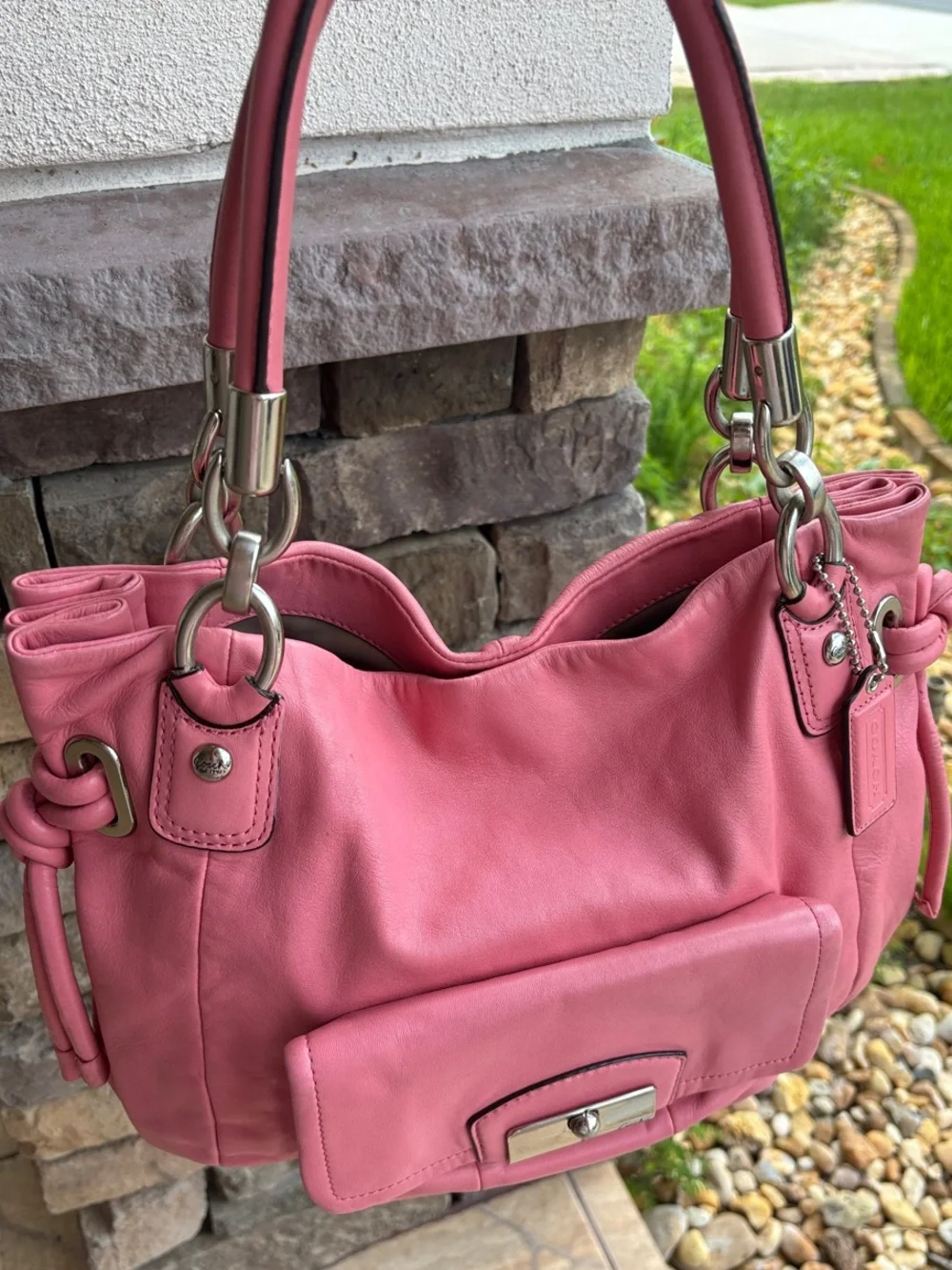 Coach Pink Leather Shoulder Bag